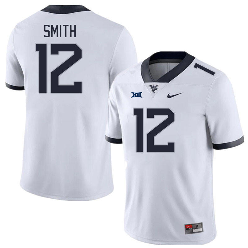 West Virginia Mountaineers #12 Geno Smith College Football Jerseys Stitched Sale-White